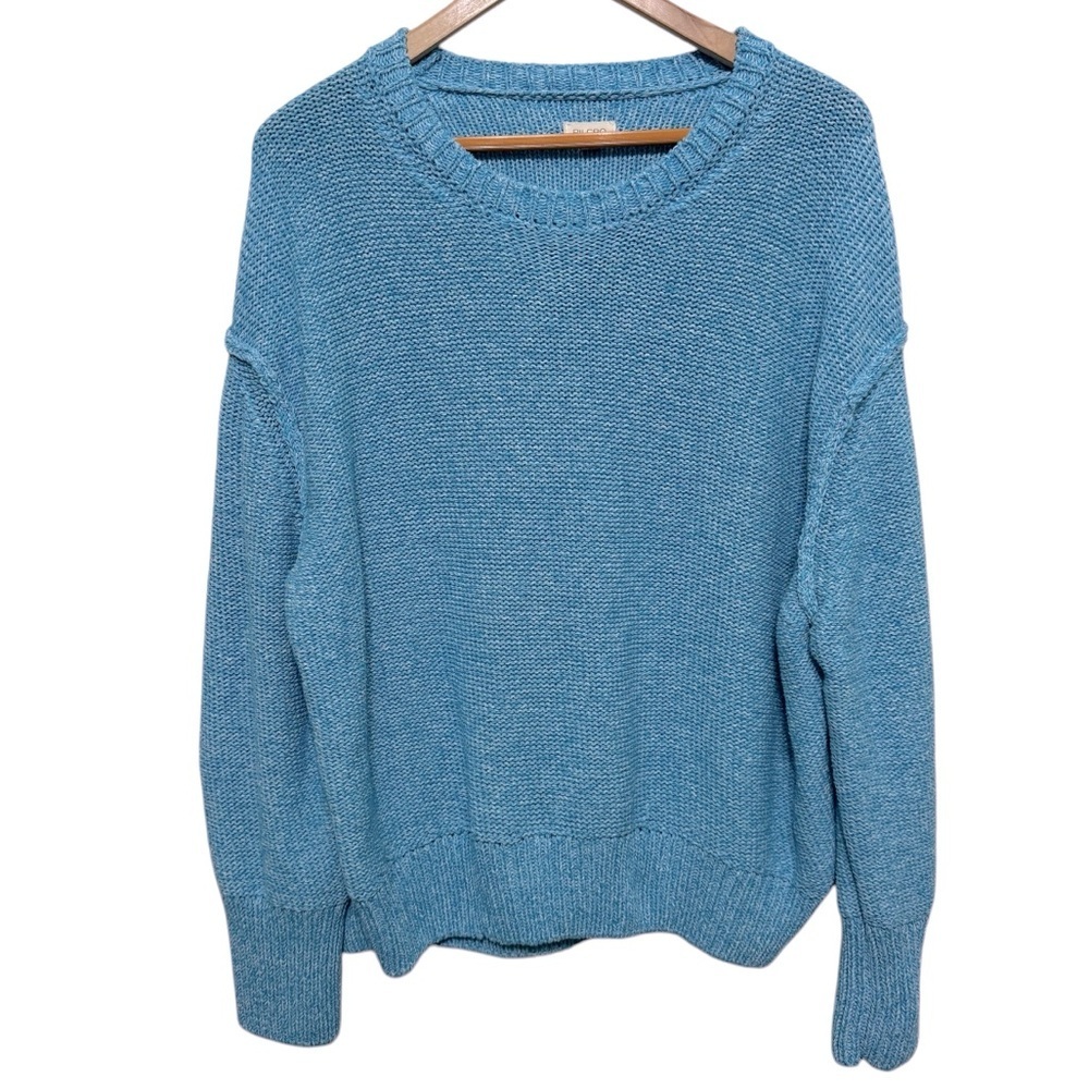Anthropologie Teal Crew Neck Sweater